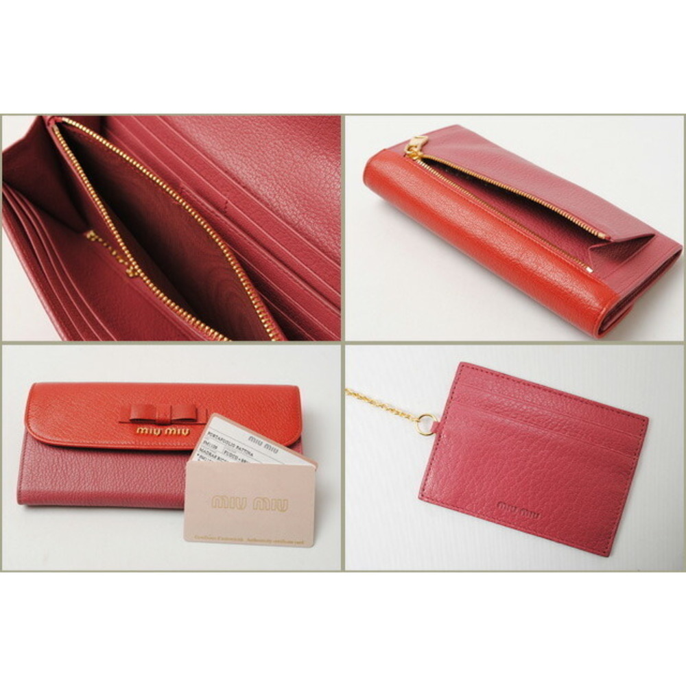 Miu Miu Wallet Pass Case 5m1109 Berry Red - image 5